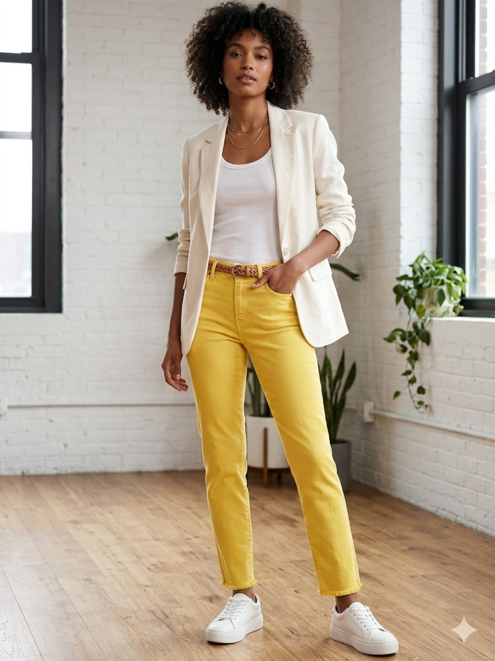 Citizens of Humanity Thompson Mid Rise Yellow Denim Rough Hem Ankle Boho 30